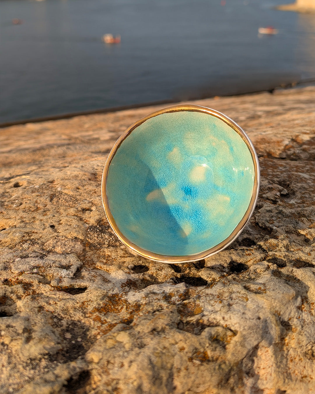 Handmade Ceramic Dish with Gold Luster