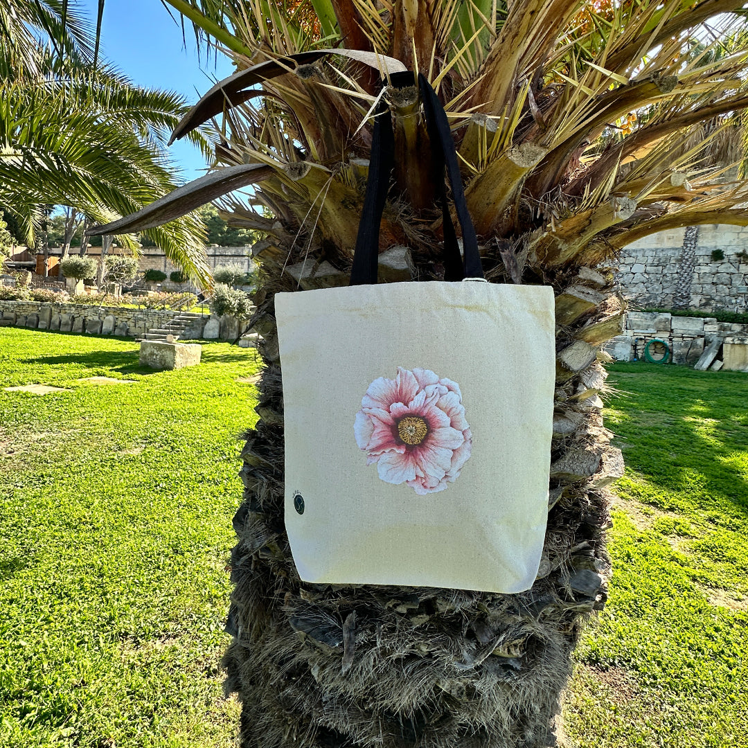 Peony Blossom - Beige Tote Bag