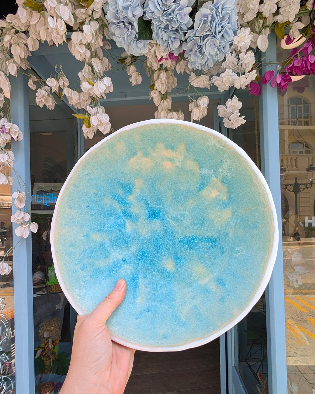 Handmade Turquoise Crackle - Ceramic Dish from Malta