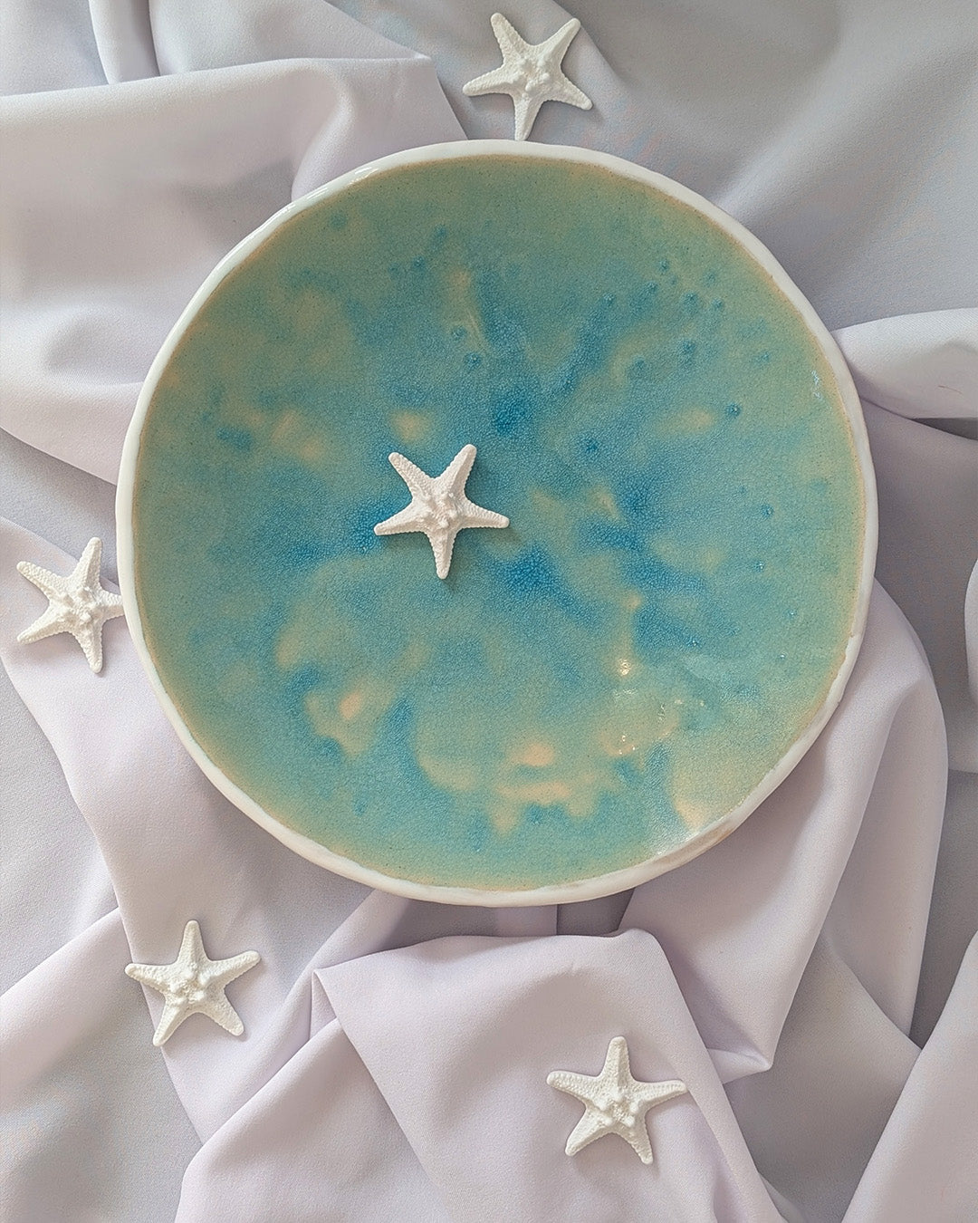 Handmade Turquoise Crackle - Ceramic Dish from Malta