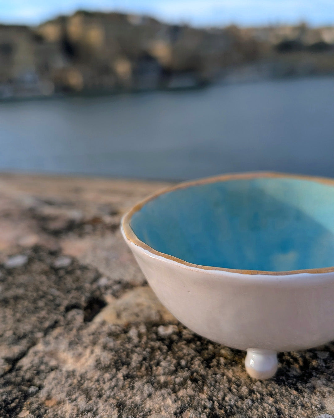 Handmade Ceramic Dish with Gold Luster