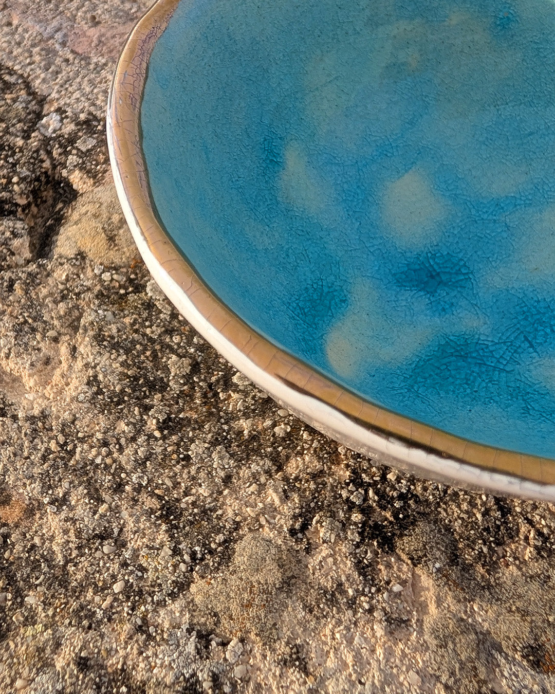 Handmade Ceramic Dish with Gold Luster