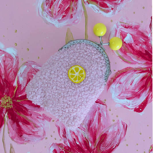 Pink Teddy Fabric - Clasp Purse
