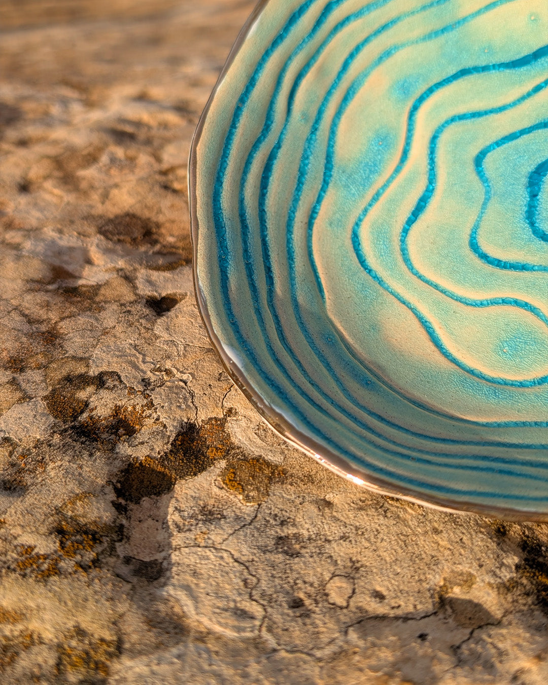 Handmade Ceramic Dish with Gold Luster on Three Legs