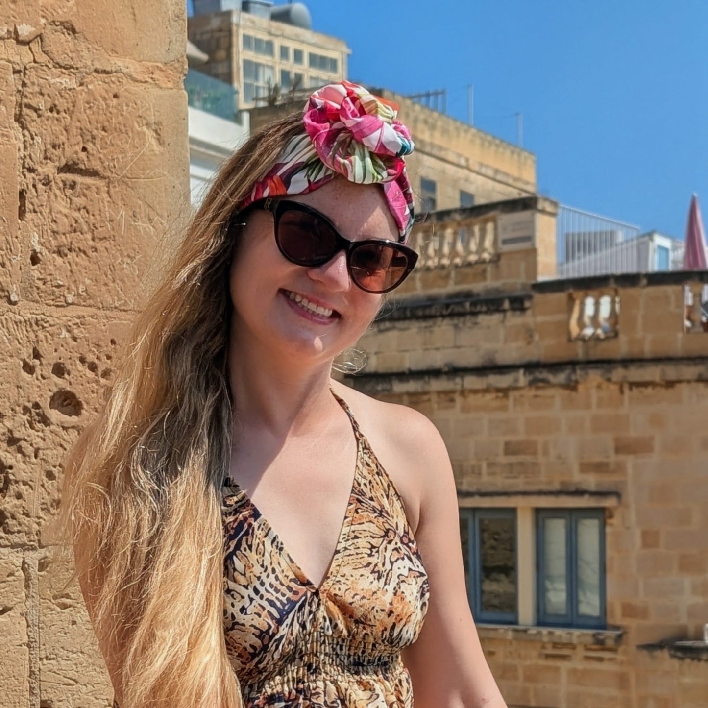 Handmade Floral Fabric Headband with Elastic Back