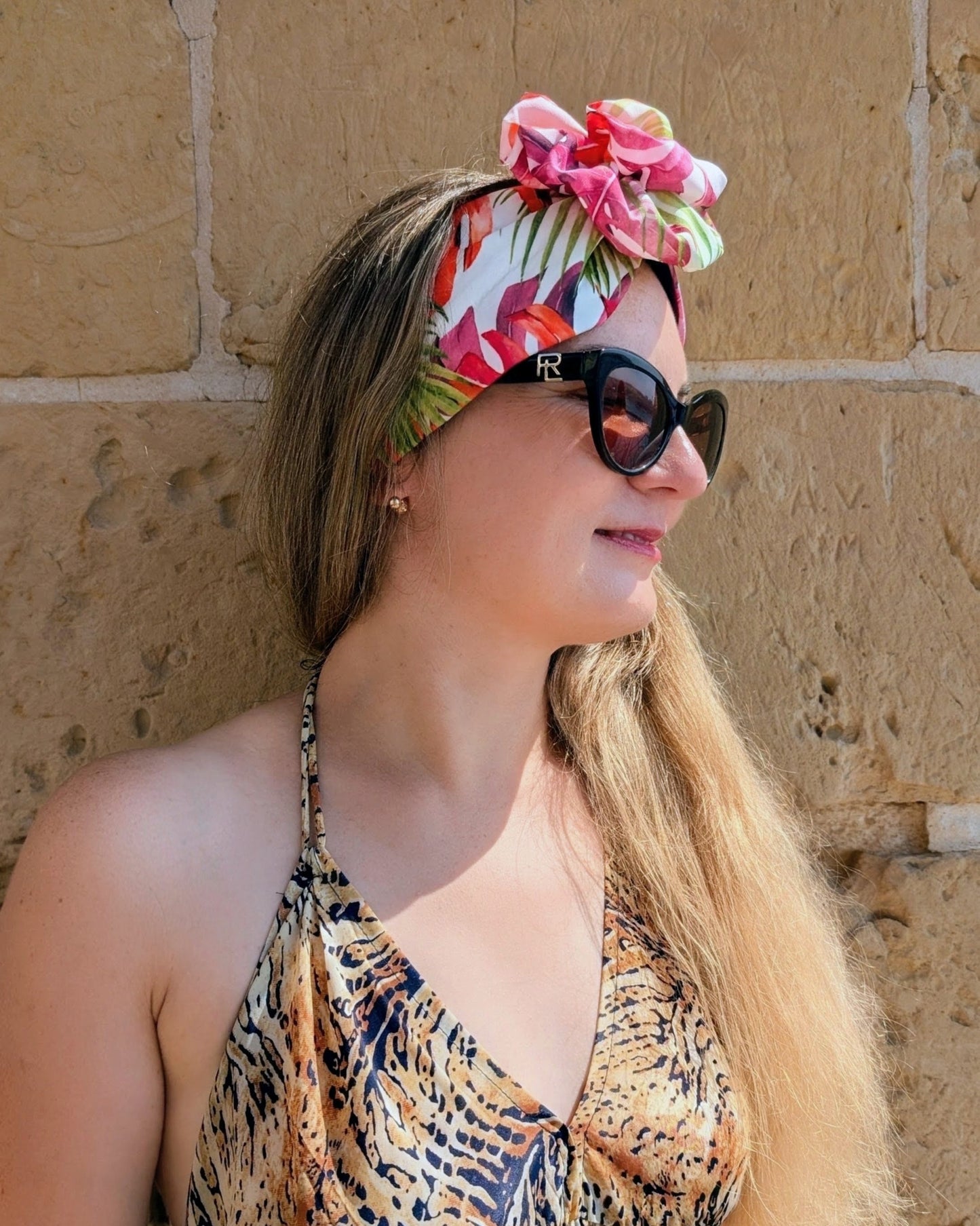 Handmade Floral Fabric Hairband with Elastic Back