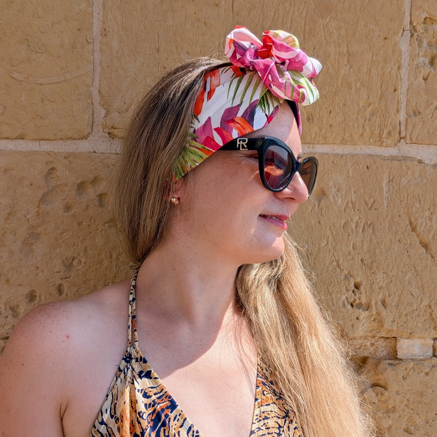 Handmade Floral Fabric Headband with Elastic Back