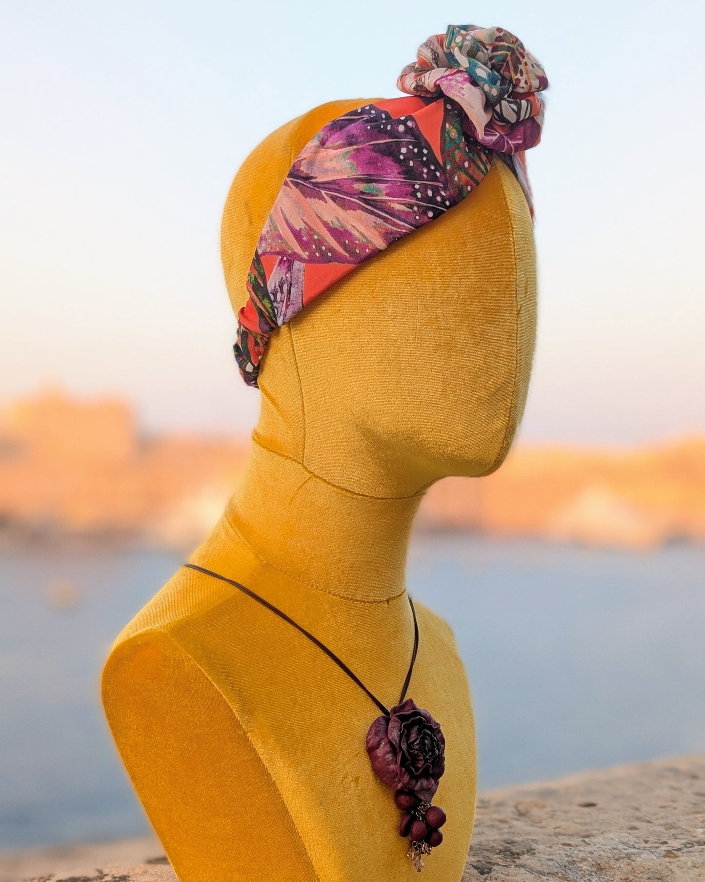 Handmade Floral Fabric Hairband with Elastic Back
