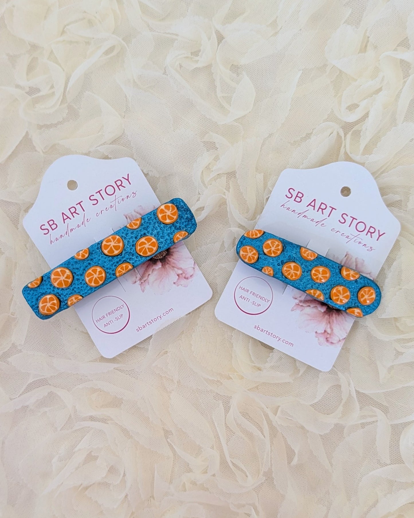 Orange Garden - Hair Clips for Fine or Medium Hair